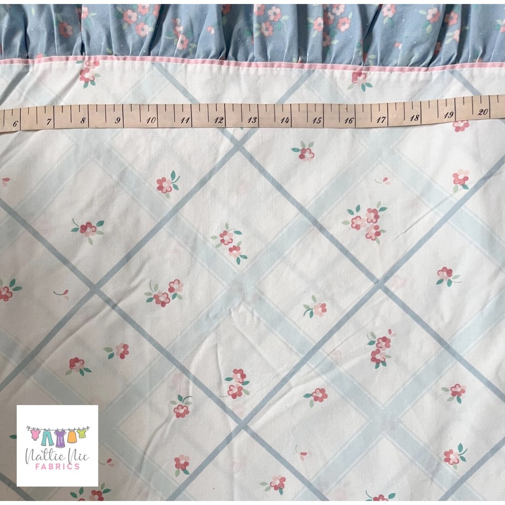 Vintage Full Size Flat Sheet with blue ruffle cottagecore shabby chic‎ - Picture 4 of 4